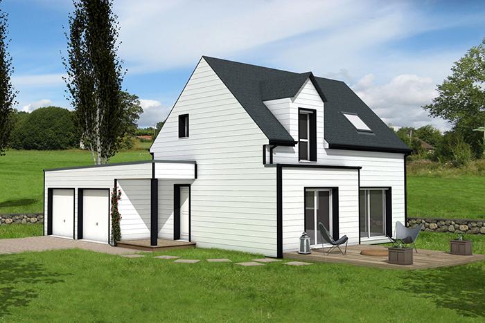 maison bois contemporaine bardage blanc toit ardoise toit plat