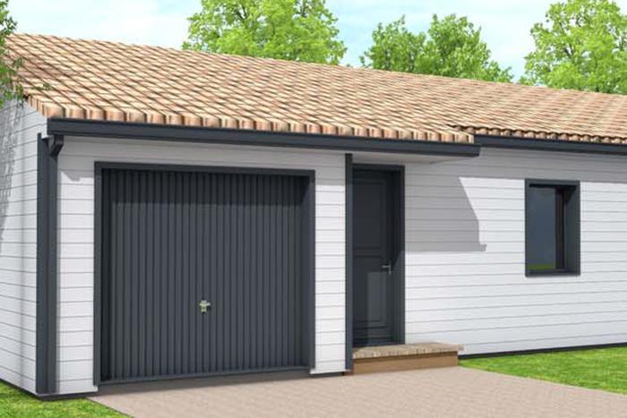 maison bois accès garage porche entrée anthracite