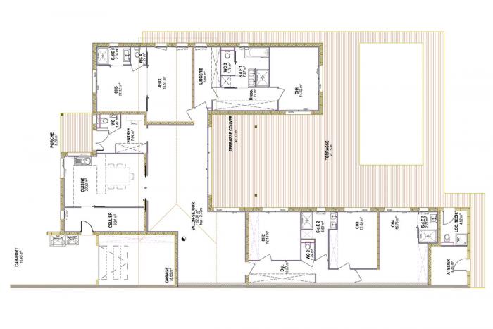 plan maison bois plain pied