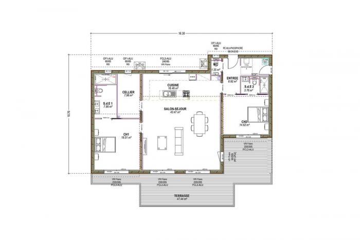 plan maison bois contemporaine bac acier mono pente architecte