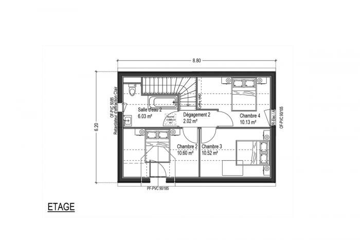 plan maison étage toit ardoise 4 chambres double garage