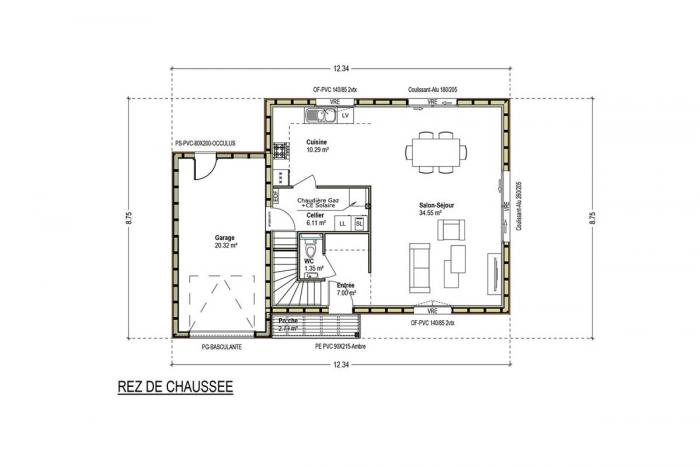 plan maison bois rez de chaussée 